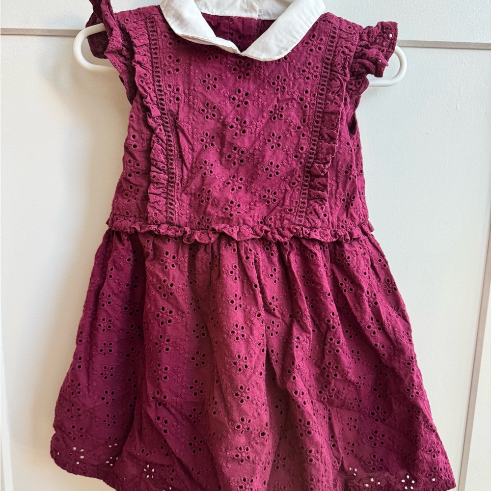 Janie and Jack Burgundy Eyelet Dress